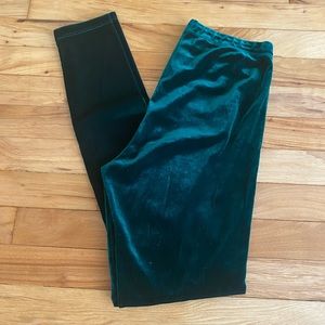 POPRAGEOUS Green Velvet Leggings Size Large